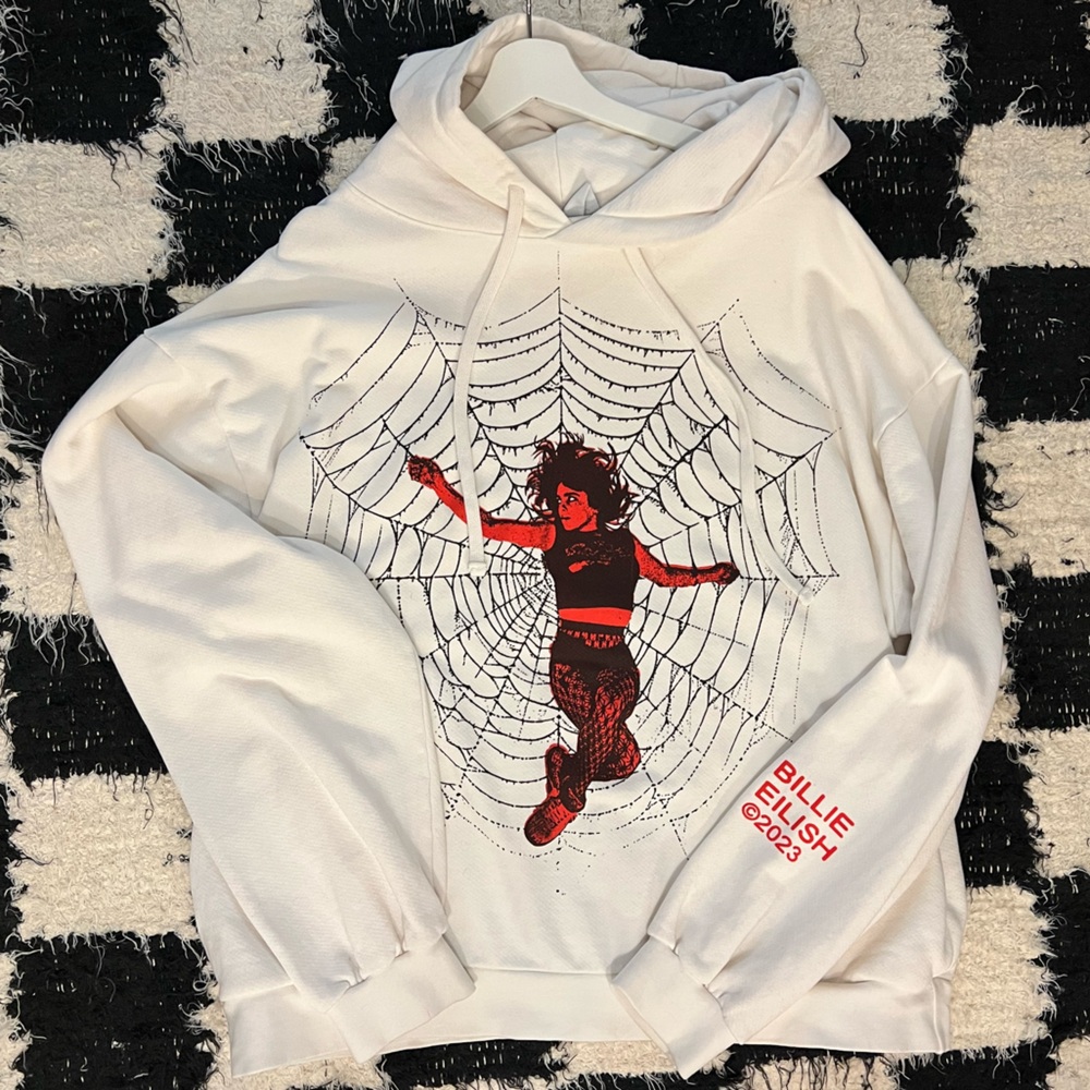 Billie Eilish Spiderweb White Hoodie